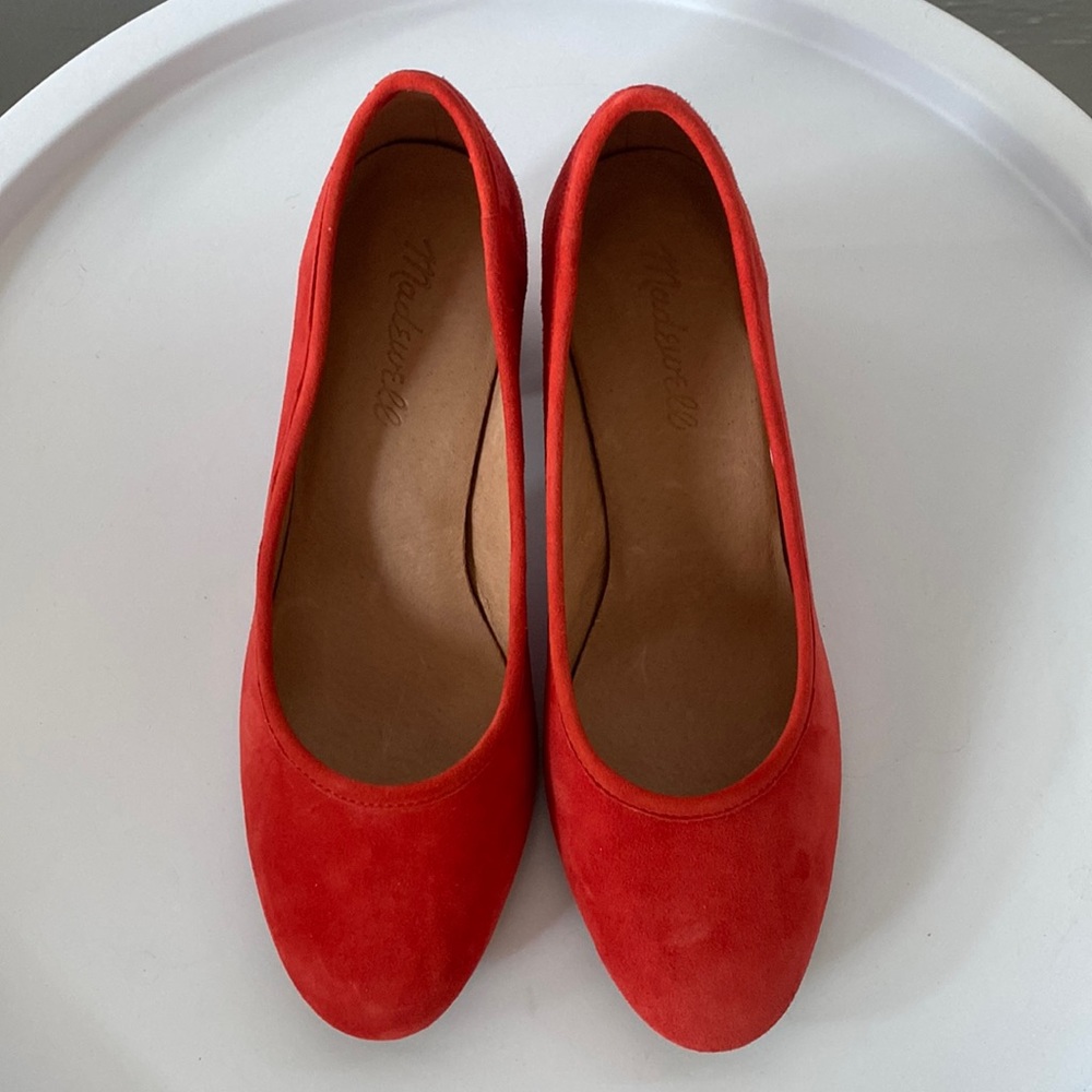 Madewell Red Suede Block Heels